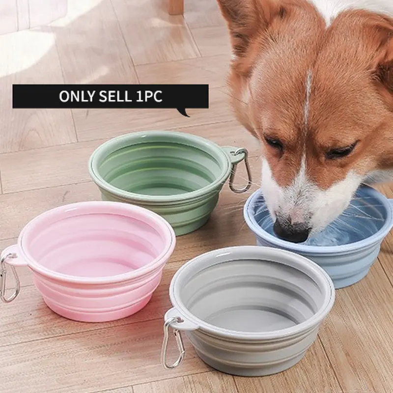 Hot Selling Outdoor Silicone Foldable Pet Bowl, Macaron Color Portable Water & Food Bowl for Dogs, New Travel Foldable Dog Drinking Feeding Bowl, Puppy Bowl