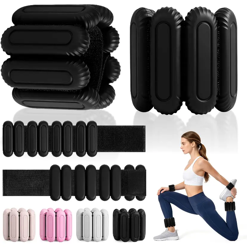 2LB Silicone Wrist Ankle Weights for Women Men – Comfortable Weighted Bracelets Adjustable  for Yoga, Pilates, Running, Strength Training & Walking, Non-Slip Home Gym Fitness Accessories, Pair Set