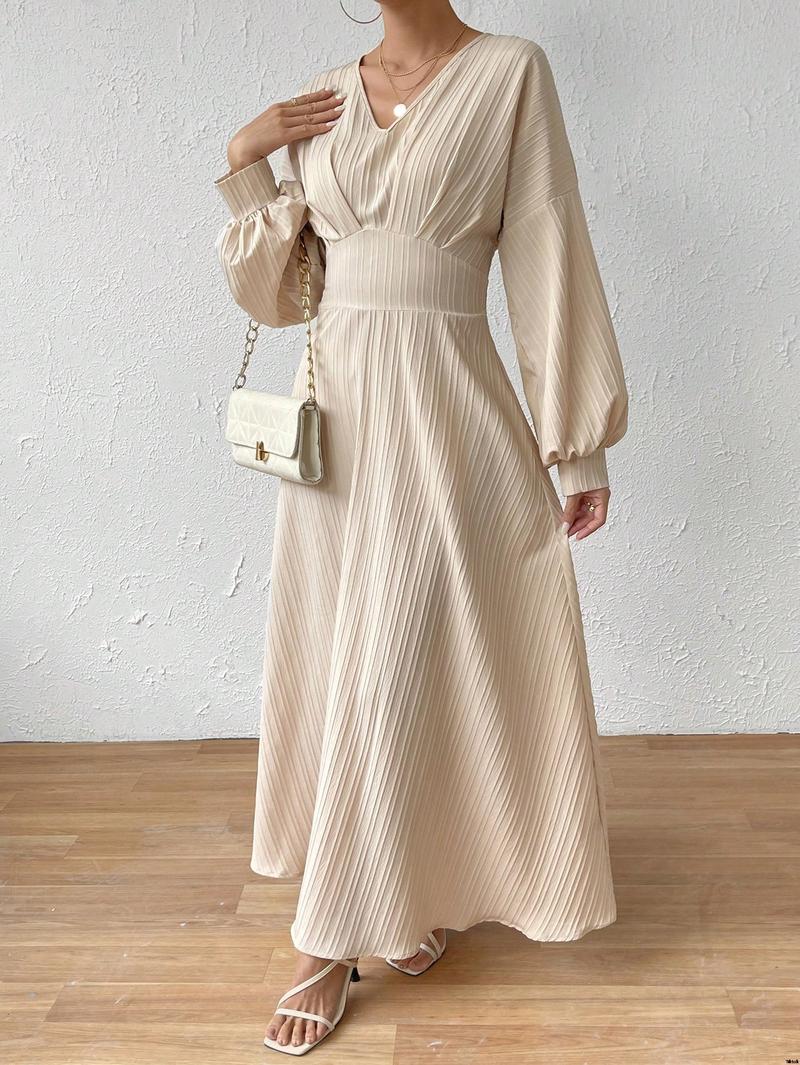 Dress A-Sleeve Lantern Solid Color a é Raffin SHEIN