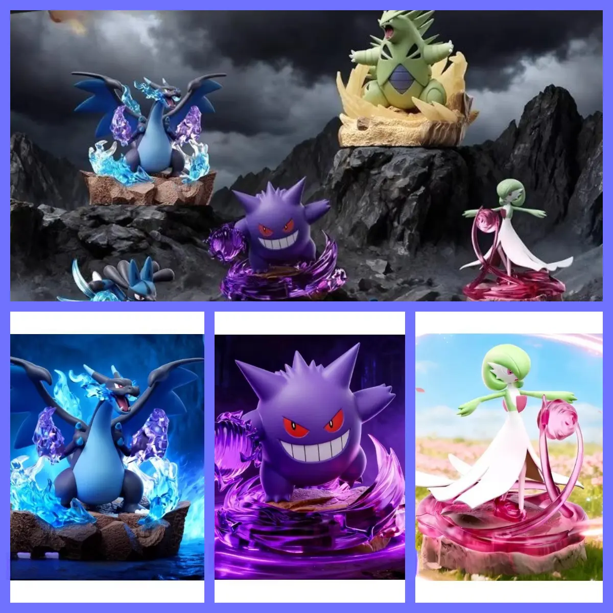 Official Pokémon "Full Power Battle" Series Mini LED Diorama Figure Collection Model Gift sealed with Mega Charizard X Gengar Tyranitar Metagross Lucario Gardevoir HOLLYBOX