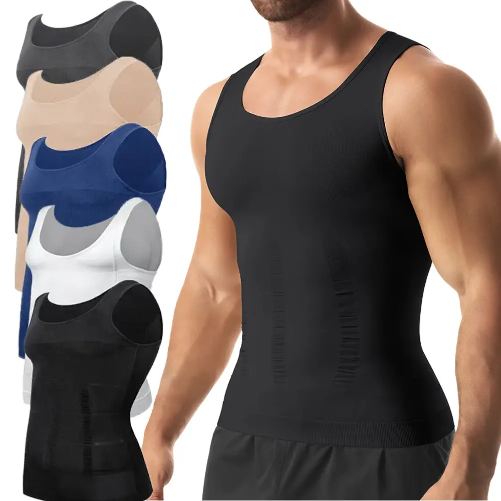 Men's Compression Round Neck Sleeveless Tank Tops Shaping Shirt Shirts Fitness Shirts Shapewear Workout Menswear Underwear