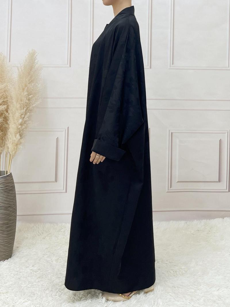 Women's Floral Jacquard Long Sleeve Muslim Abaya without Inner Dress, Abayas for Women, Casual Batwing Sleeve Arabic Clothing for Spring & Fall, Abayas for Eid, Fashion Women's Islamic Clothing for Daily Wear, Muslim Modesty Clothing, Loose Abayas