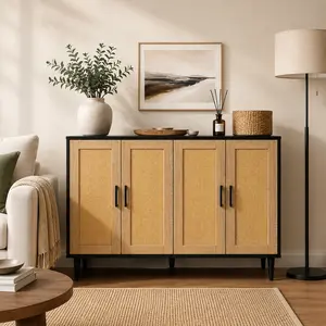 Sideboard Cabinet with Storage, Small Space Black Buffet Cabinet for Living Room, Dining Room, Entryway, Modern Storage Solution