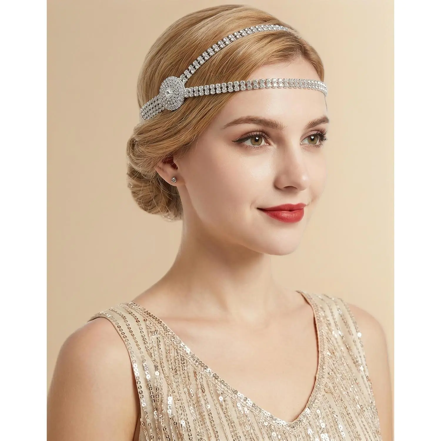 1920s Flapper Headpiece for Women – Vintage Roaring 20s Headband, Retro Hair Accessory for Great Gatsby Cosplay, Halloween & Themed Parties