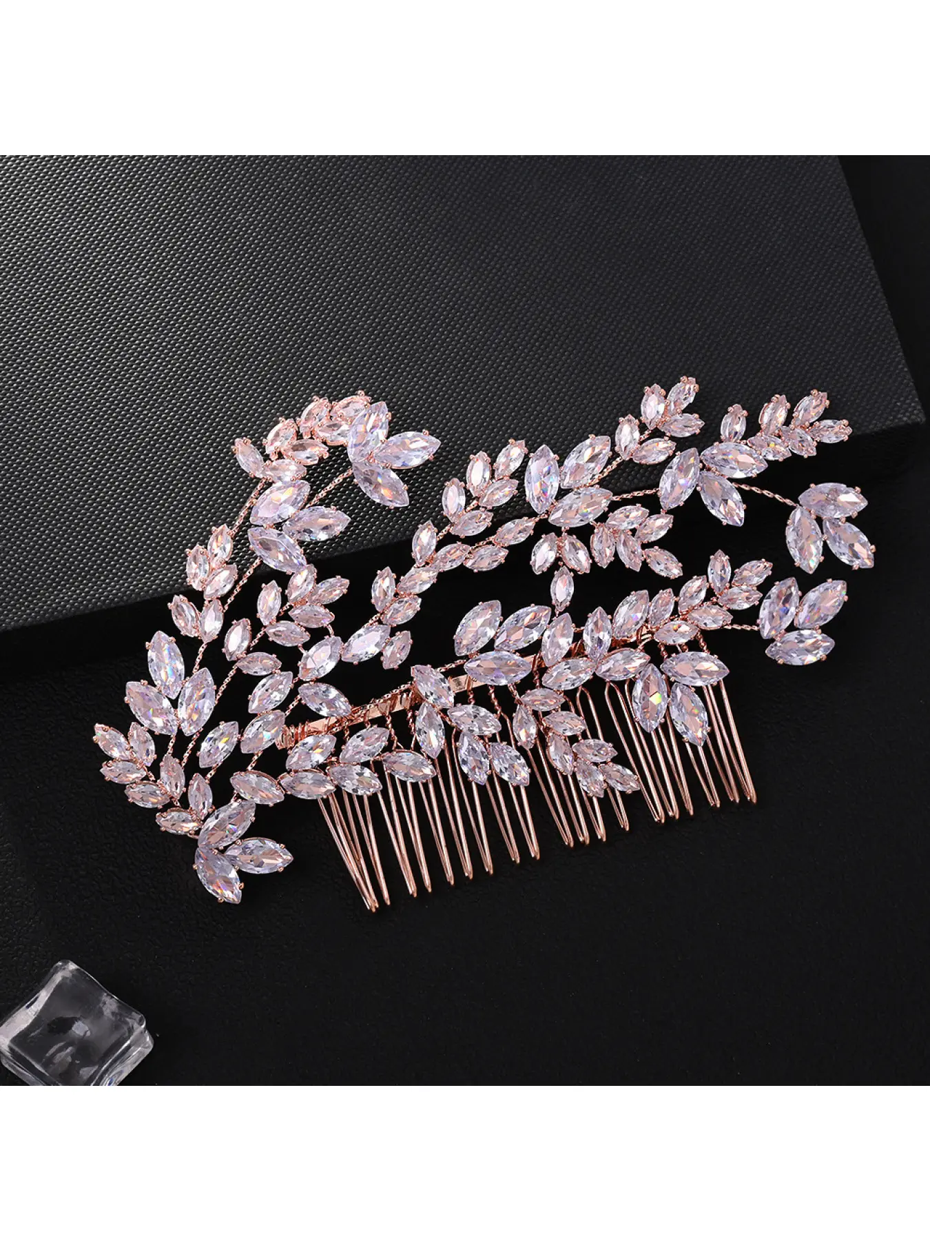 Luxury bridal hair comb with sparkling crystal and CZ stones, elegant European-inspired design, perfect for weddings, parties, and special occasions.
