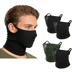 2pcs Unisex Breathable Geometric Half-Face Mask Neck Scarf | , Knitted Jacquard, Ear-Hanging Design, Ideal for Outdoor Activities, Sports, and Cosplay, Hand Washable, Perfect for Valentine's, Halloween, Christmas