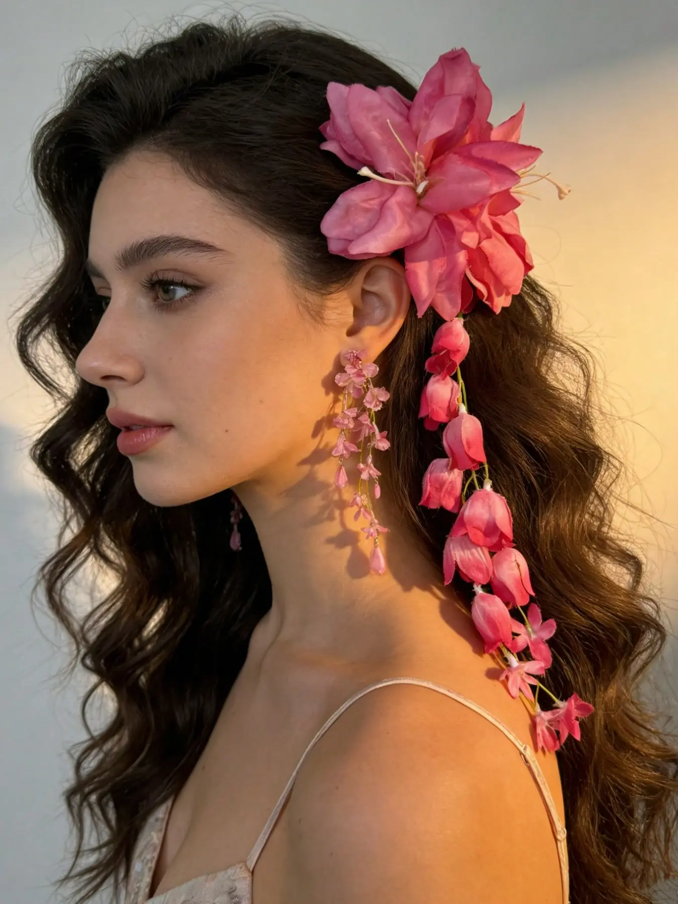 Bohemian Style Artificial Flower Hair Clip, Lily-Of-The-Valley Design, Claw Clip for Beach Vacation, Women's Headwear Accessory, Cute Hair Accessories