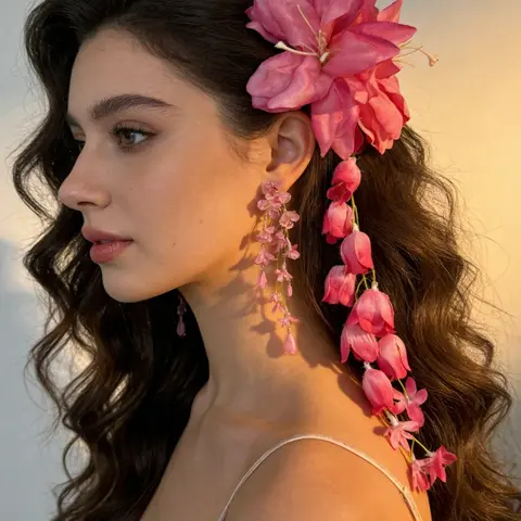 Bohemian Style Artificial Flower Hair Clip, Lily-Of-The-Valley Design, Claw Clip for Beach Vacation, Women's Headwear Accessory, Floral Hair Clips, Cute Hair Clips, Cute Styling Accessories