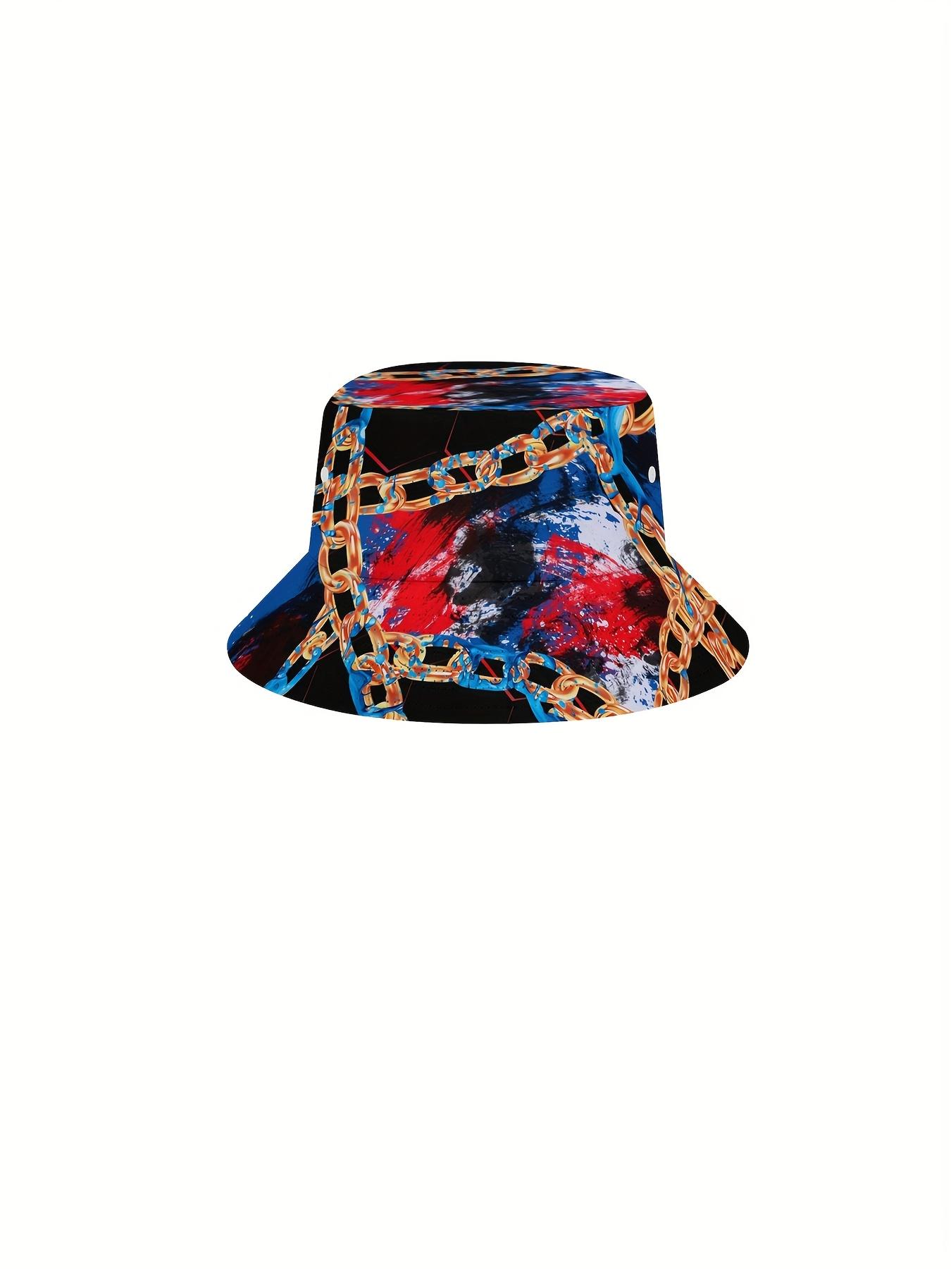 3pcs Men'S Hawaiian Shirt And Short Set, Golden Chain Luxury Baroque Graffiti Style Soft Fabric Breathable Shirt Button Short Sleeve Casual Beach Shirts Outfits With Bucket Hats