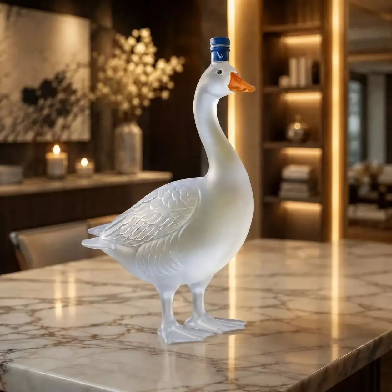 Novelty Animal Goose Glass Decanter, Goose Themed Vodka Bottle for Collectors, Unique Gift Idea for Alcohol Enthusiasts, Drink Accessories