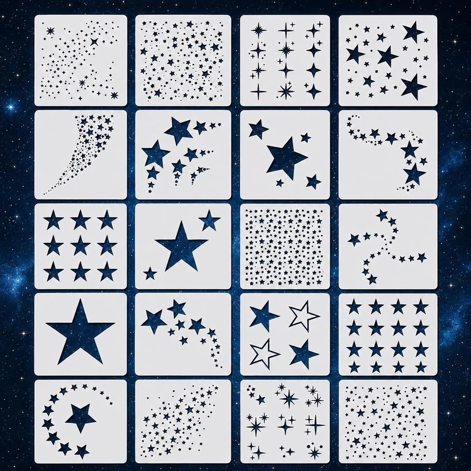 20 count  Stencils   Stencils for Painting  , Canvas, Paper, Fabric, Walls, Furniture, Large Stars Drawing Templates for DIY Crafts and  Decor