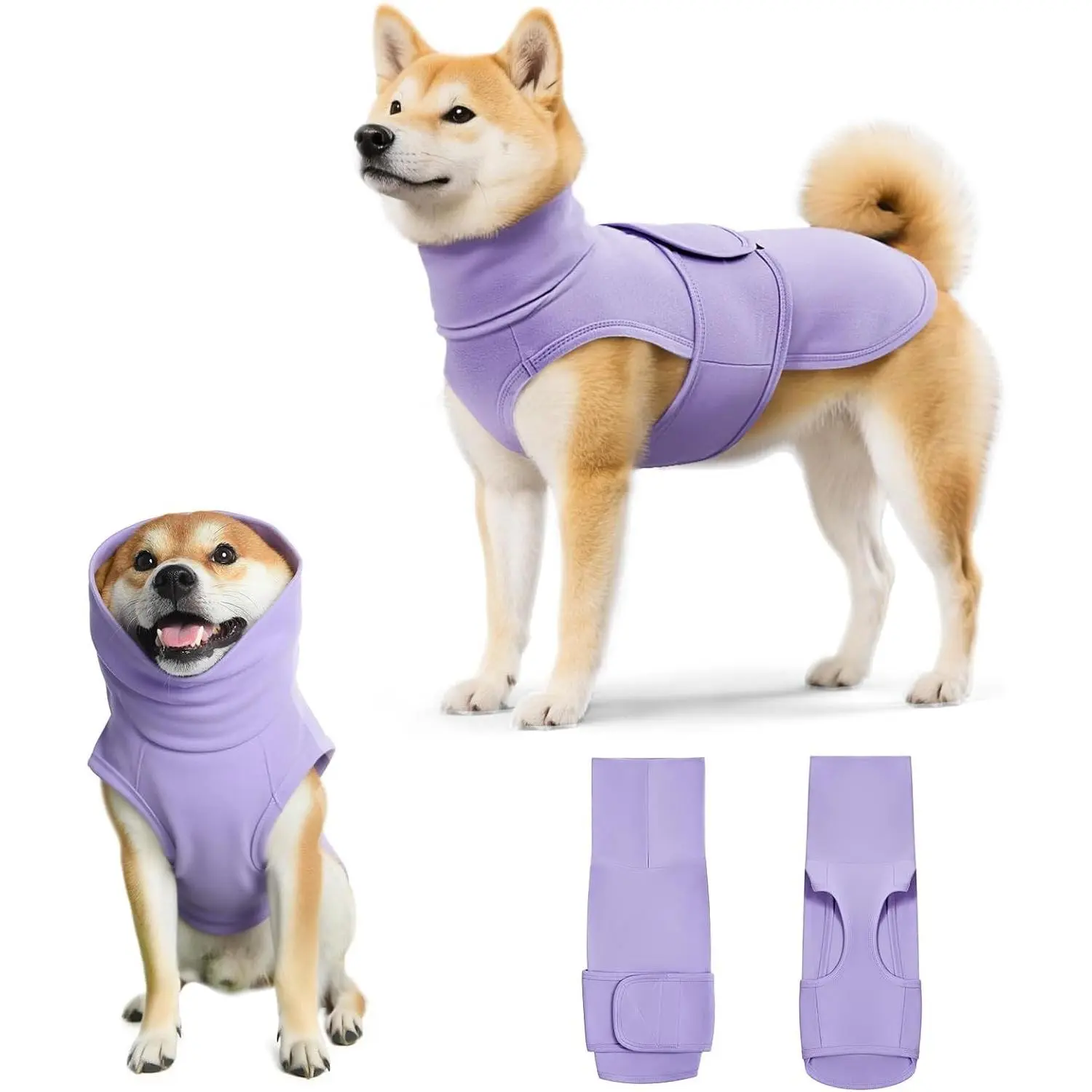 Dog Anxiety Calming Vest Adjustable Turtleneck Thunder Shirt Jacket for Fireworks Separation Vet Visits, Pet Hoodie for Large Medium Dogs
