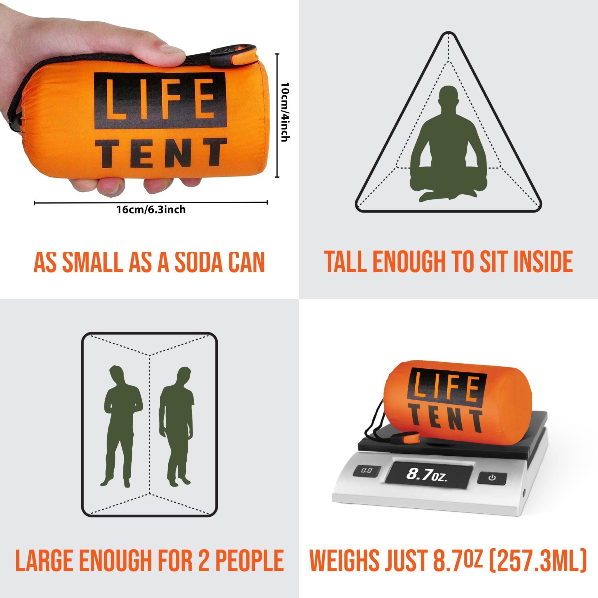 Portable Tent, Waterproof Rainproof Folding Tent with Whistle & Paracord for Outdoor Camping Hiking, Valentine's Day Gift