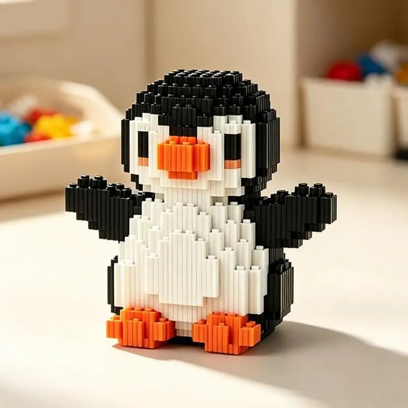 Large‑Size Cute Animal Building Blocks | Penguin, Turtle, Bear, Marmot, Egg Doll | Premium ABS DIY Assembled Ornaments, Desktop Decor, Holiday & Birthday Gift Blocks Set