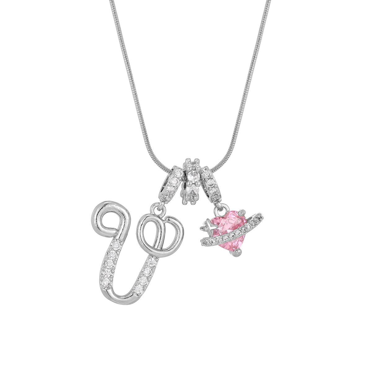 A–Z Initial Necklace for Women, Colorful Cubic Zirconia Letter Pendant, Dopamine Style Gold Tone Chain Necklace, Personalized Cute Jewelry for Daily Wear, Layering Outfit and Gift