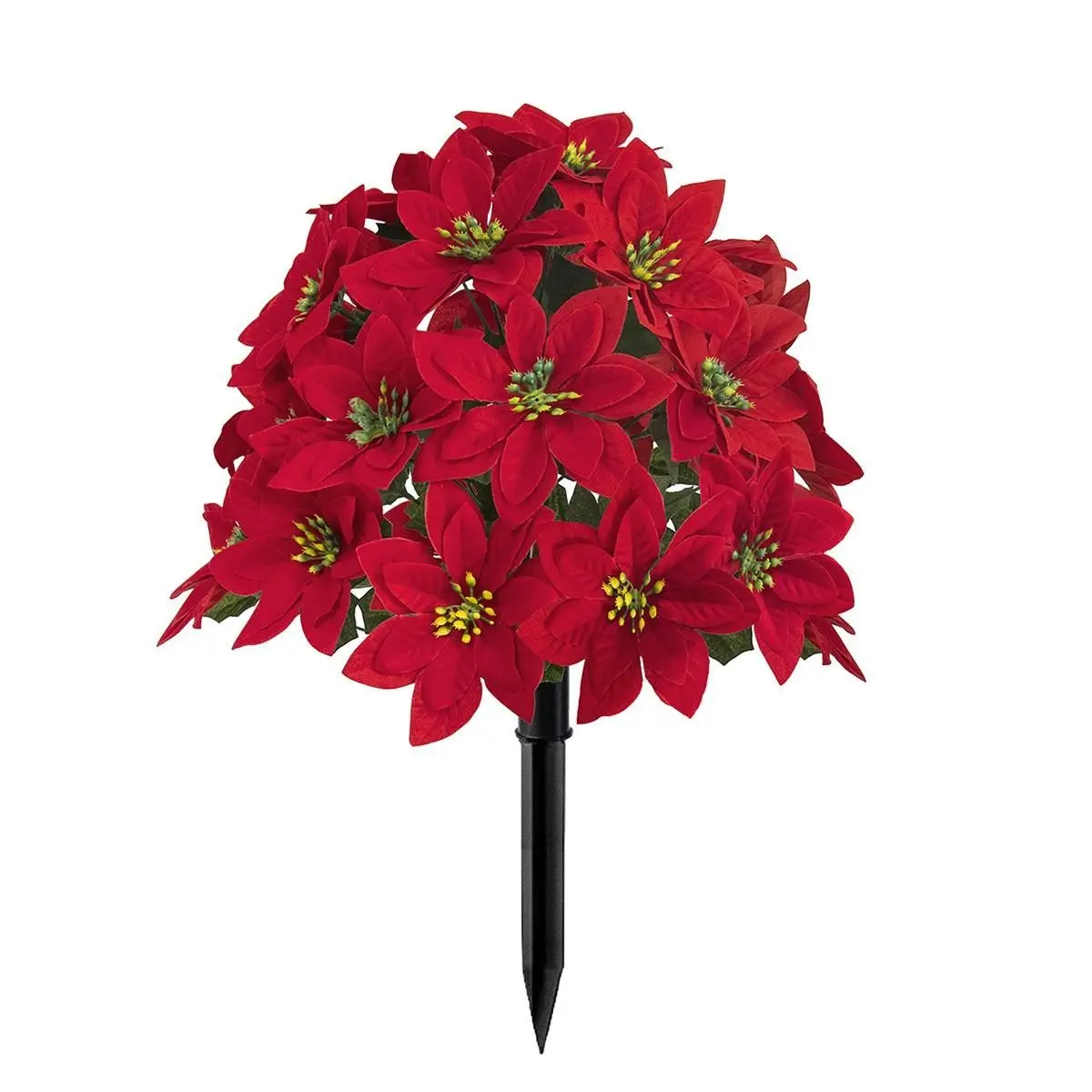 Artificial Poinsettia Flowers with Ground Stake, Christmas Poinsettia Bush, Decorative Flowers, Outdoor Garden Yard Patio Xmas Decoration, Holiday Party Home Porch Decor