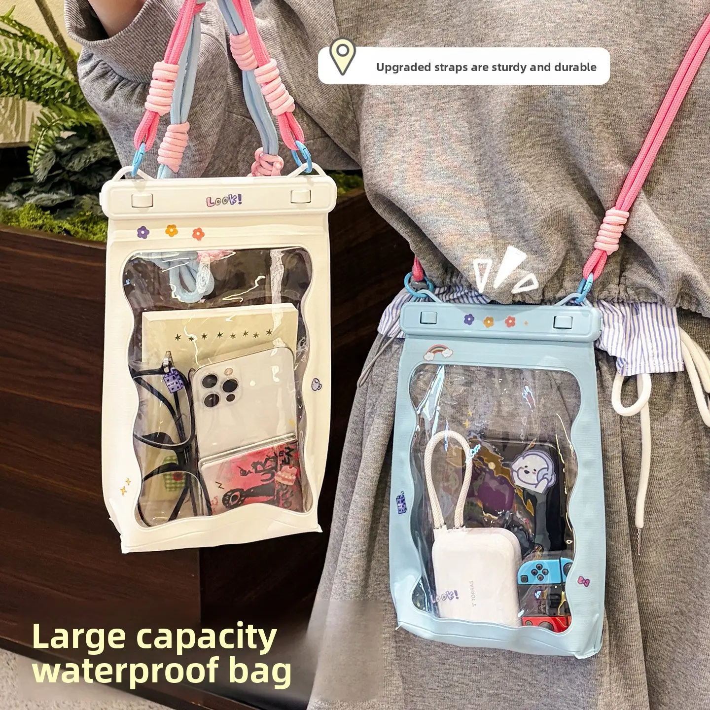 Cartoon Waterproof Phone Pouch, Stylish Drop-Resistant Crossbody Bag, Touchscreen Friendly for Summer Rafting & Outdoor Trips