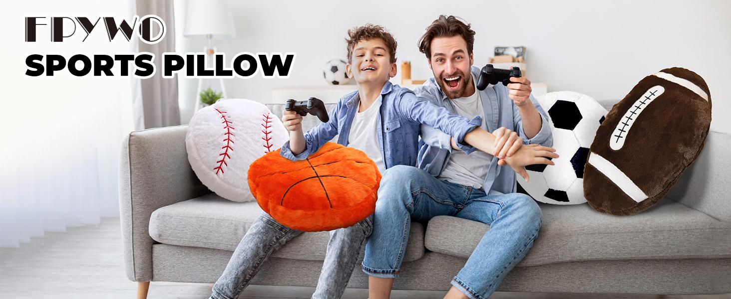 Volleyball Pillow, 2 Pcs Volleyball Plush Pillow Soft Sports Throw Pillows, Round Volleyball Pillows Couch, Bedroom & Sports Room 15.8"