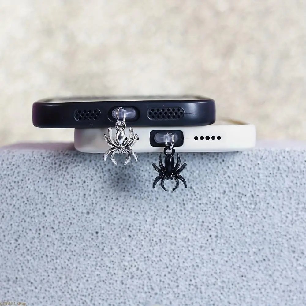 Retro Spider Anti-Dust Phone Charm, Durable Port Protector for Lightning & Type-C, Decorative Bag & Phone Accessory, Accessories, For Type-C, Smartphone, Personalized