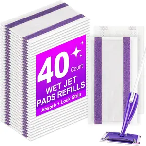 40Pack Mopping Pad Refill for  Wetjet Mop Compatible with  Wet Pads Refill  for  Wet Jet Pads Disposable Multi Surface Floor Mop Pads, Thickness & Absorbent