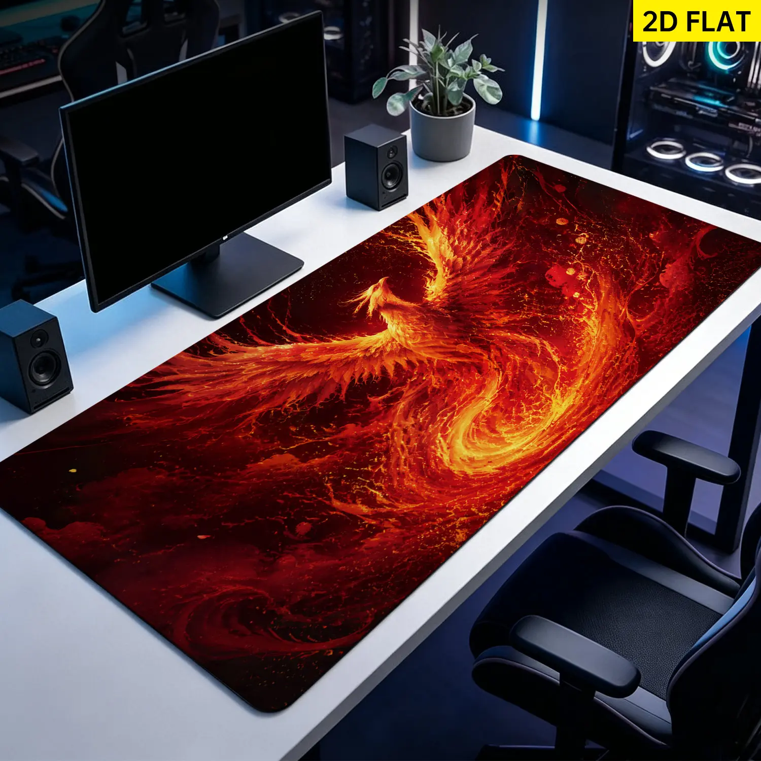 Extra Large flaming fire phoenix Mouse Pad,Non Slip Rubber Pad,Desktop Decoration Drotection Pad,Washable,Lock Edge Multi Size,Premium Multipurpose Mousepad For Office,Gaming Desk,Gift for Family and Friends