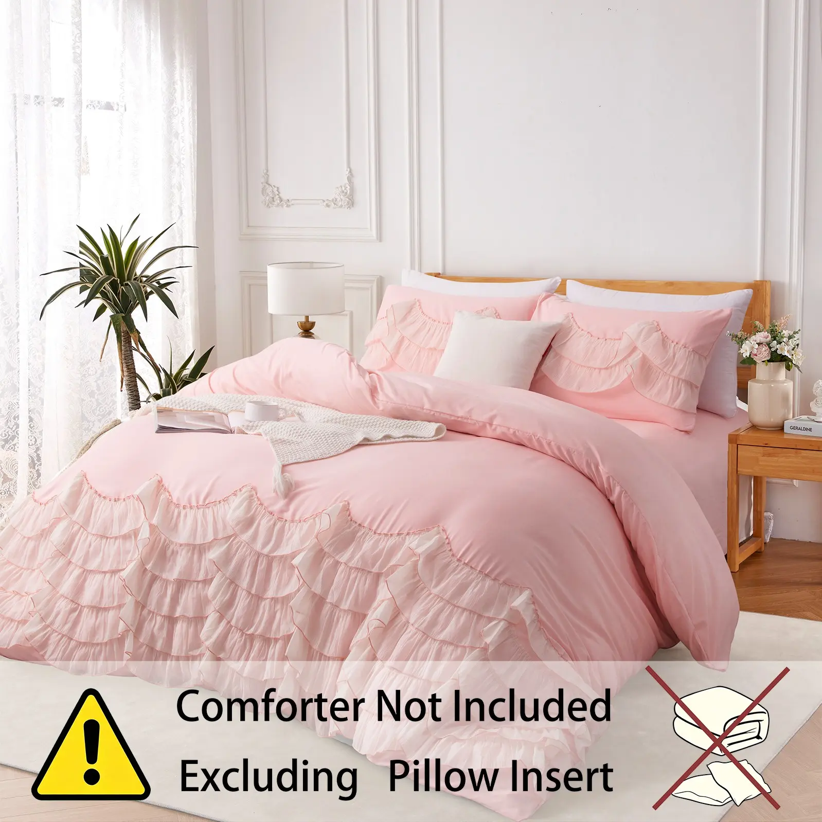 Decorated with mesh Duvet Cover Set, Boho Tufted Comforter Sets with Zipper Closure, Including1 Duvet Cover & 1/2 Pillowcase without Filler, Soft Comfortable Bedding Set for Home Bedroom, Comfy Bedding Sets