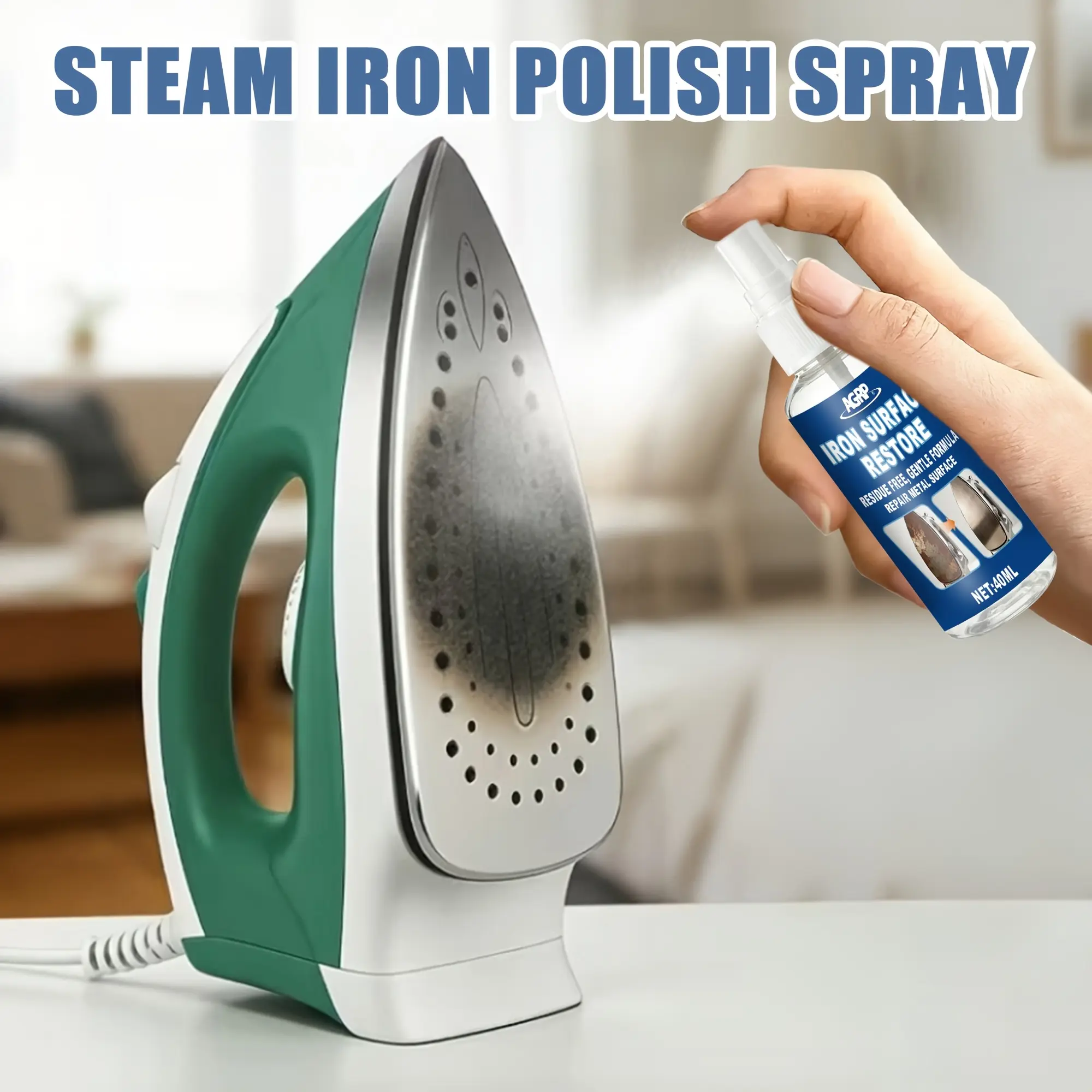 Iron Soleplate Renewal Spray, Removes Burnt Stains, Dirt And Residue from Iron Bottom Plate, Restores Smooth Gliding Performance, Suitable for Home Laundry Daily Iron Maintenance