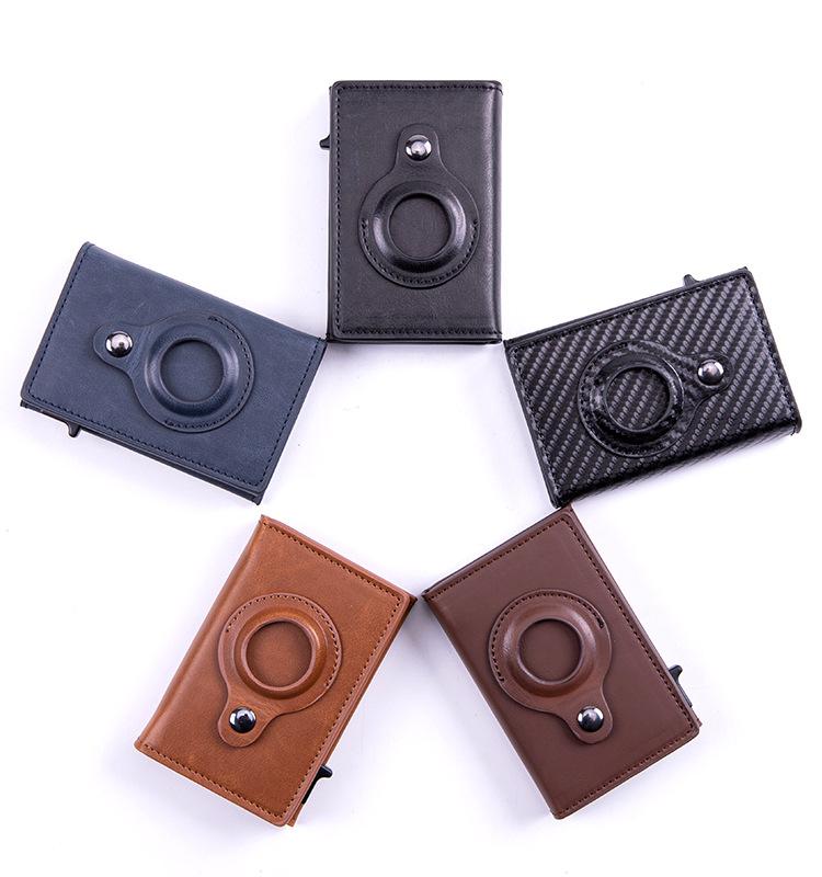 Mens Smart Wallet Card Holder for AirTag: Leather,  RFID Blocking, Slim, Carbon Fiber, Minimalist - 6-9 Card Capacity| ID Window| Cash Slot