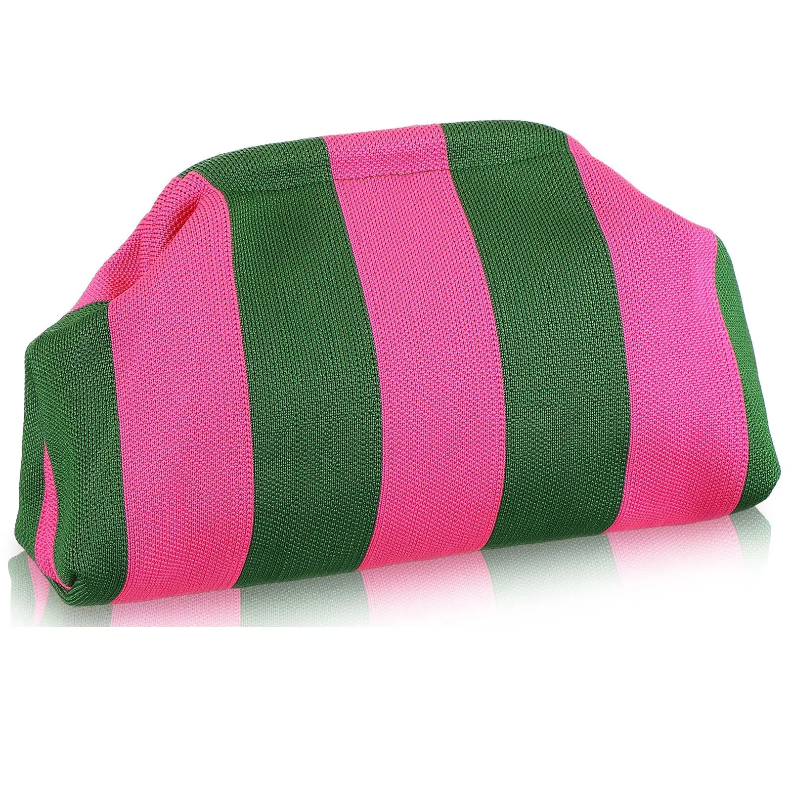 Mahjong Tile Bag Woven Clutch Purses for Women Woven Striped Dumpling Bag Summer Beach Evening Handbag for Mahjong Tile Vacation Supplies