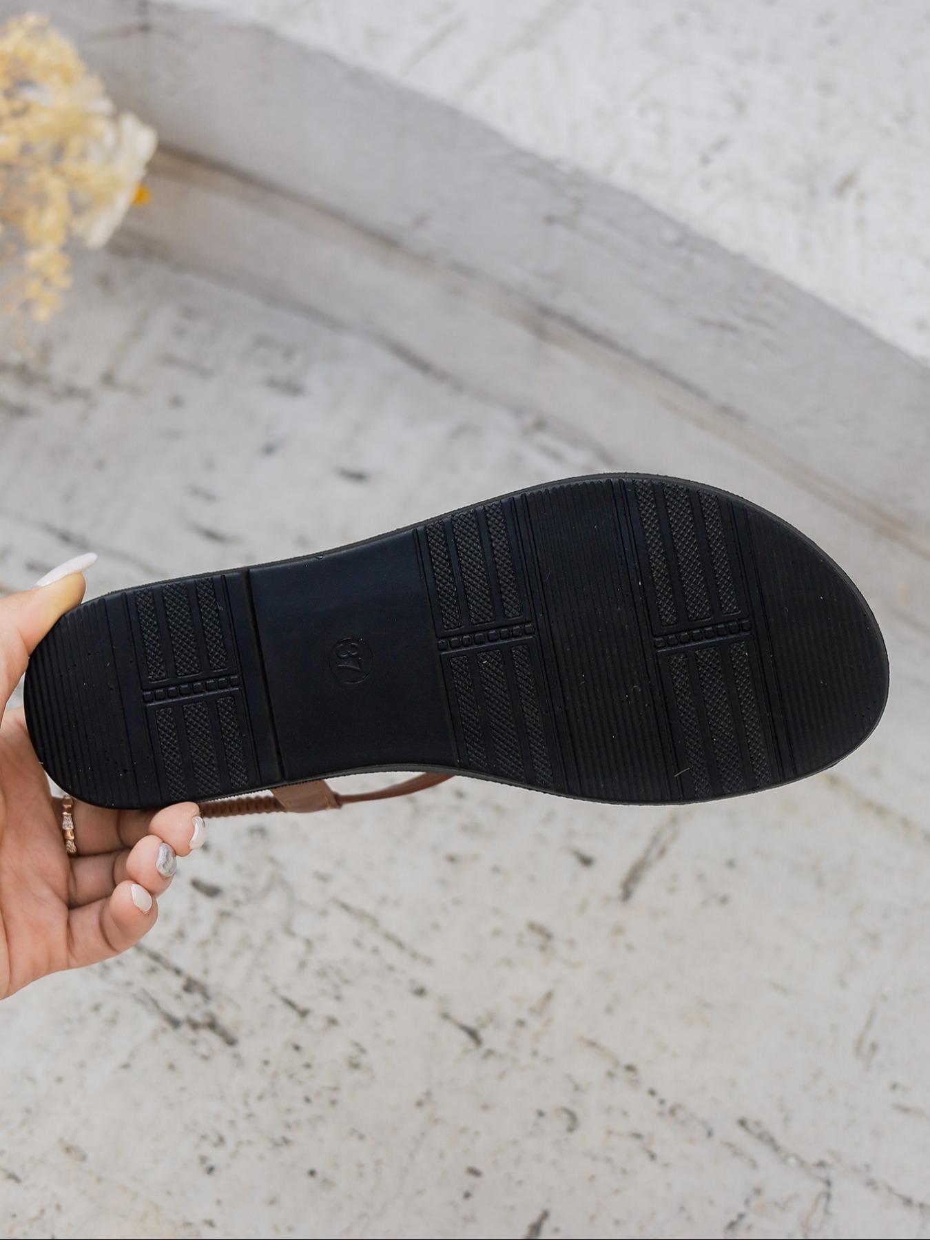 Women's Fashionable Plain Color  Slip on Crossed Strap Sandals for Summer, Boho Style Sandals, Stylish Casual Comfortable Flat Sandals for Beach Vacation, Female All-match Shoes for Daily Wear, Girl's Walking Shoes, Footwear