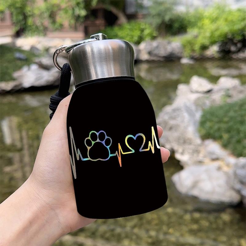 1pc 10.5oz Stainless Steel Tumbler - Leak-Proof, Insulated, Reusable, Hand Wash Only, Functional & Fashionable, Dual Advantage, Rainbow Paw Heartbeat Design, Perfect Holiday Gift Item, Durable Drinkware