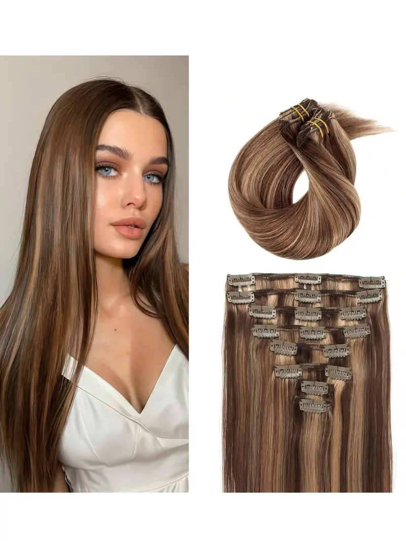 14 Inch Human Hair Extensions 100g 8PC Seamless Wefts for Volume 14 Inch Machine Weft Hair Extensions 100g/pack – Top Hair  main image 4