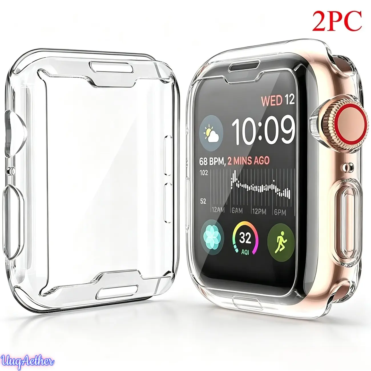 Electroplated TPU Full-Coverage Apple Watch Case (2-Pack) — Compatible with Series 1–11/Ultra (49mm/45mm/41mm); Durable, Shockproof, and Metallic Finish