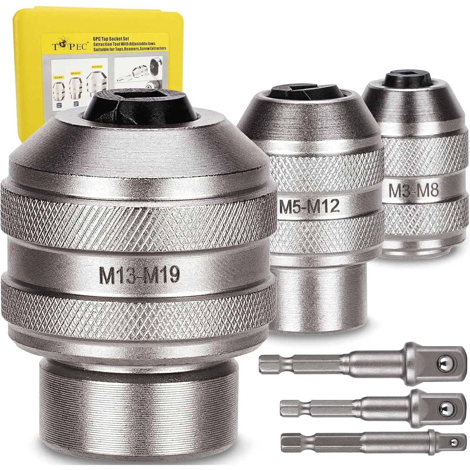 Tap,  Tap Set| Extraction Tool, CR-MO, Handle with Metric M3-M19 & 1/4"-3/8"-1/2