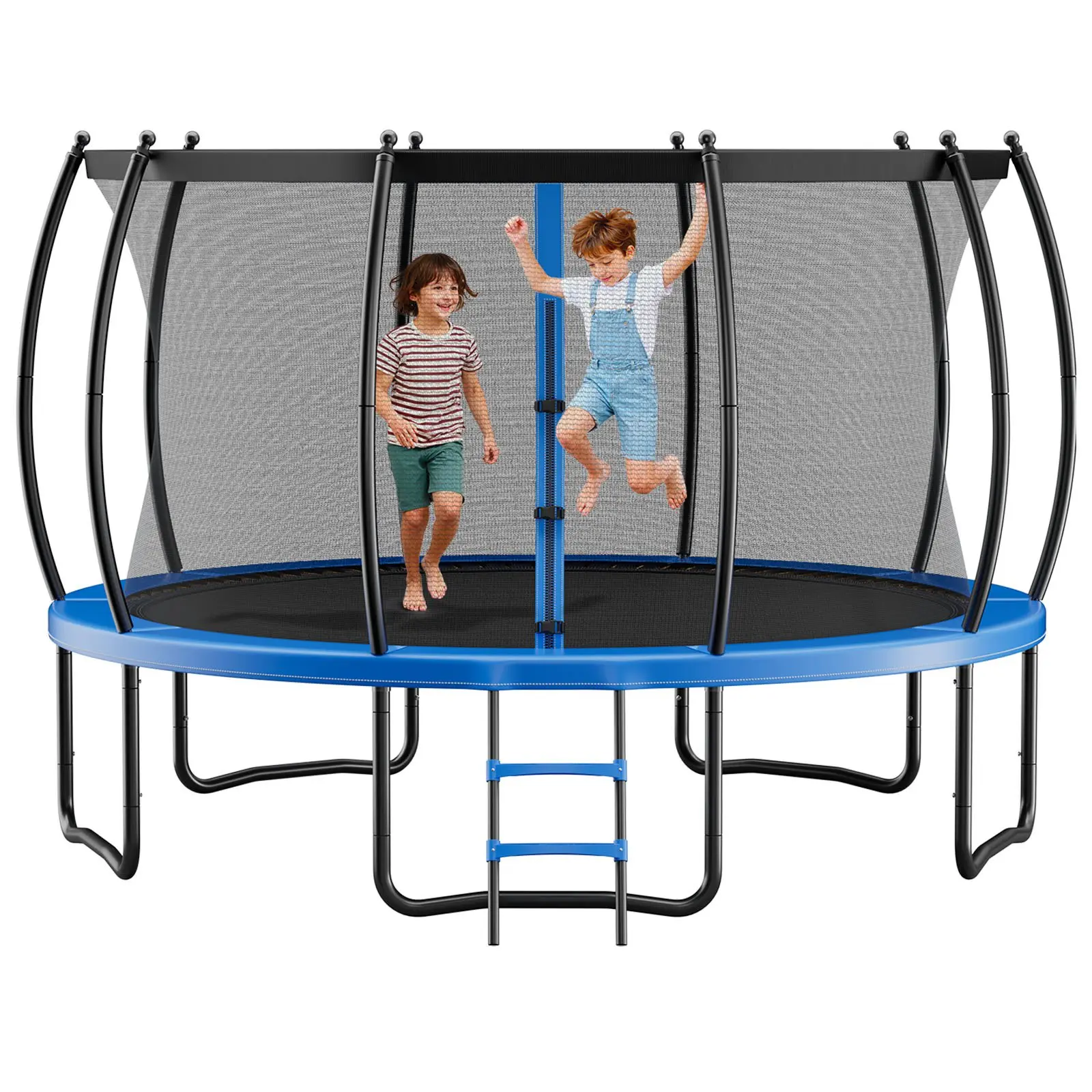 VEVOR Outdoor Trampoline, 15FT Recreational Trampoline, ASTM Approved Trampolines with Enclosure Net Thickened Pad, Max 470 lbs Weight Capacity, Anti-Rust Backyard Trampolines for Kids Adults
