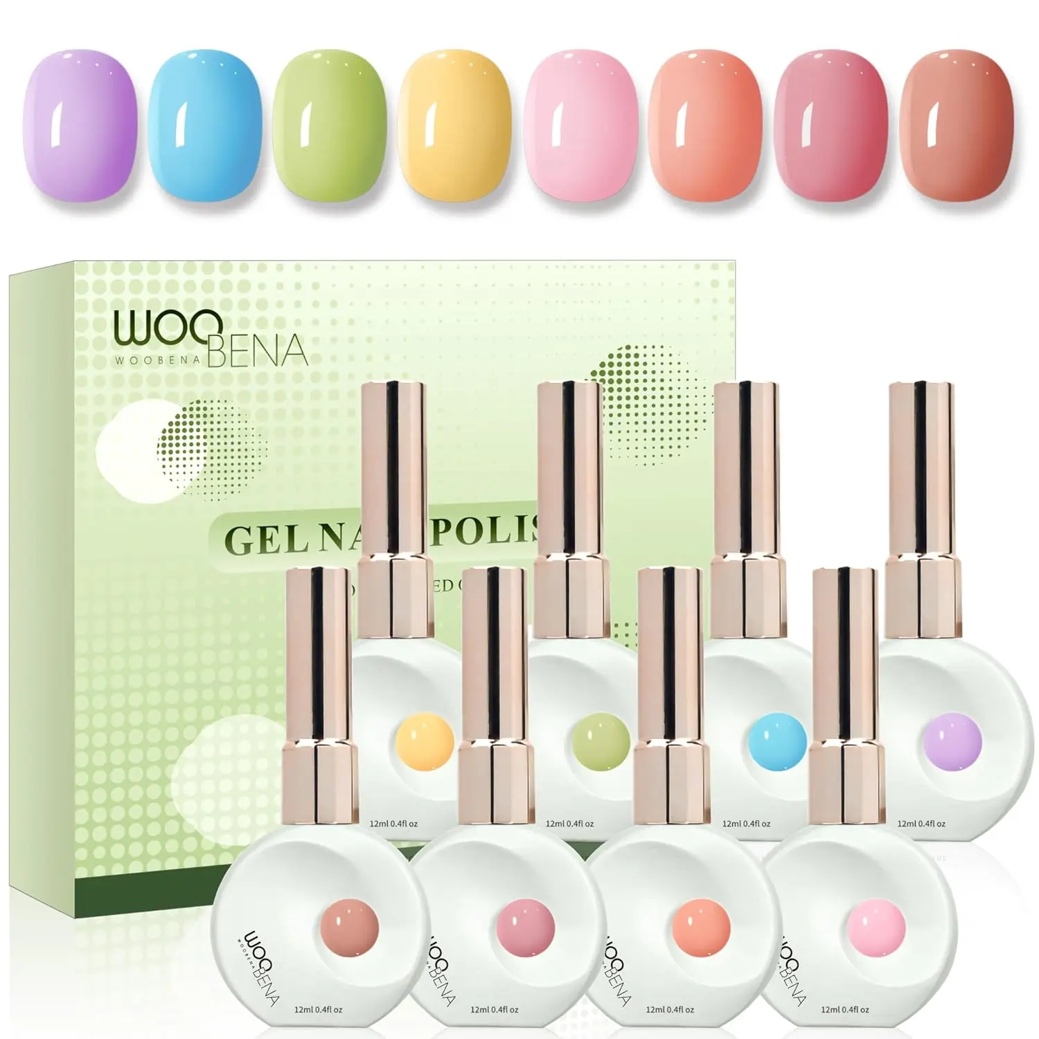 8-Color HEMA/TPO-Free Gel Nail Polish Set, Salon-Quality Candy Colors for Spring-Summer DIY Nail Art at Home