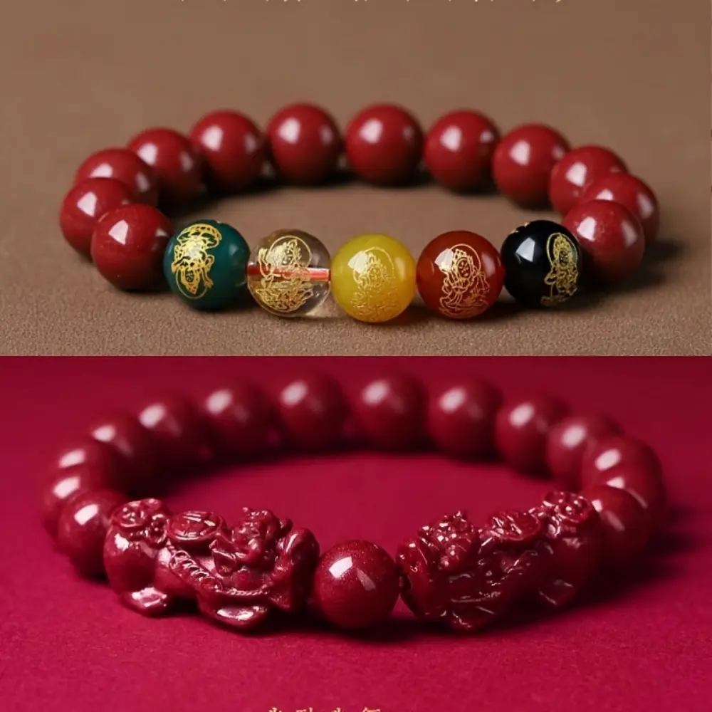 2 pairs of vermilion sand phoenix bracelet, gold sand necklace, women's style jewelry, men's accessory