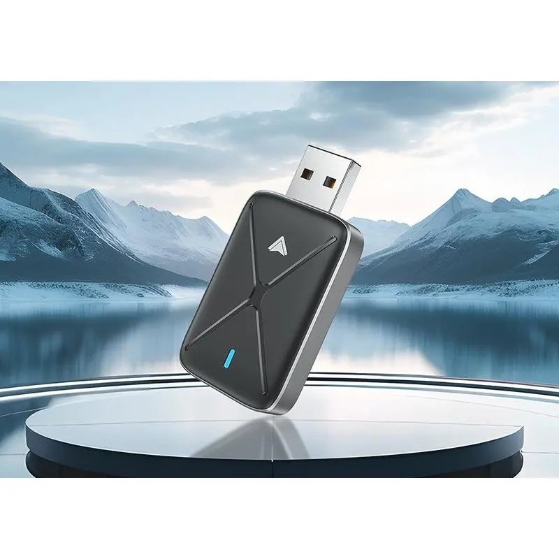 Wireless CarPlay & Android Auto Adapter - ABS Plastic Smart Dongle with 1GB+16GB, Dual-Core CPU, USB/Type-C, Leather Texture, App Access for Factory Vehicles & Daily Commute
