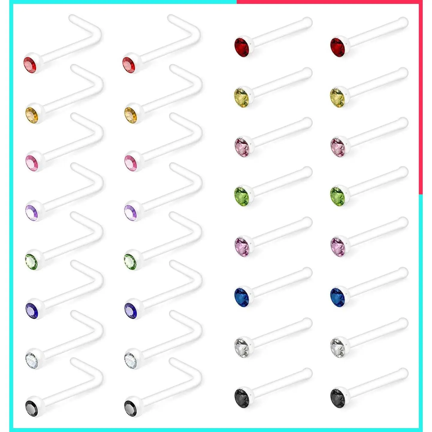 18G 20G Clear Bioflex Nose Studs & Rings Flexible Invisible Nose Piercing Retainer for Work and Surgery