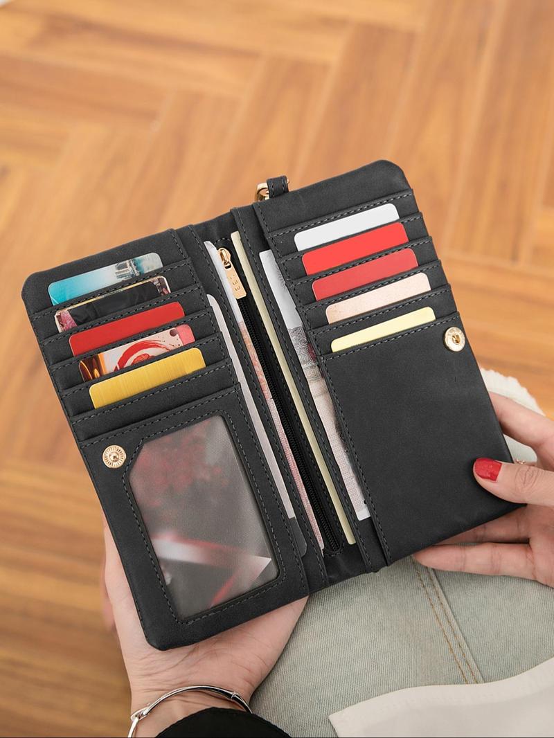 Women's Solid Color Long Large Capacity Zipper Wallet with Card Slot, Casual Trendy Versatile High-quality Daily Wallet, Girl Fashionable Shopping Wallet, Purse, Ladies Wallet, Durable Fashion Wallet, Zipper Card Holder