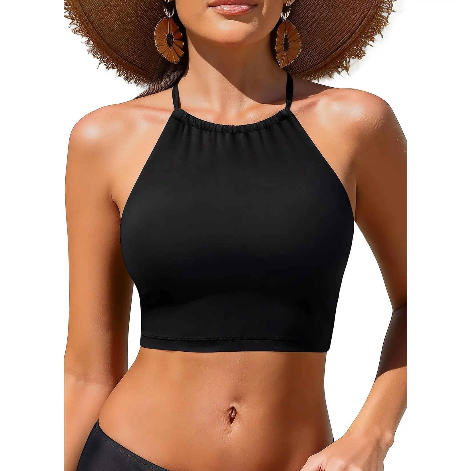 Tempt Me Women's High Neck Halter Modest Bikini Top - Sports & Outdoor Swimwear Bathing Suit Top Only 2026