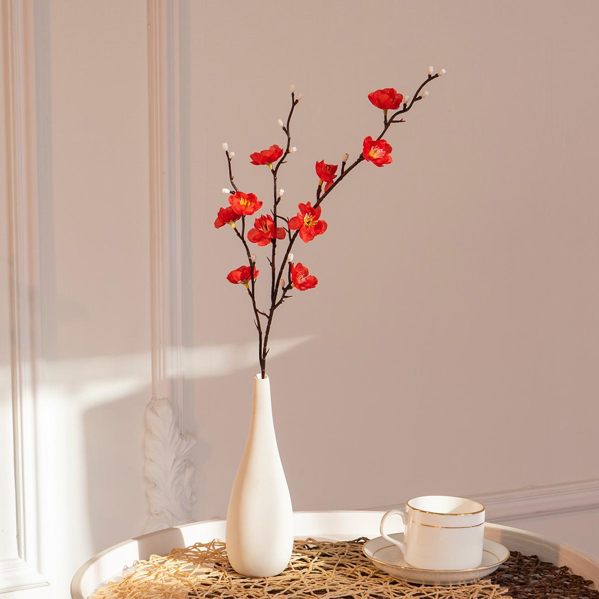 Chinese-style artificial plum blossom, faux flower, winter plum, peach blossom branches, wedding home desktop decoration, floral arrangement, dried flower bouquet