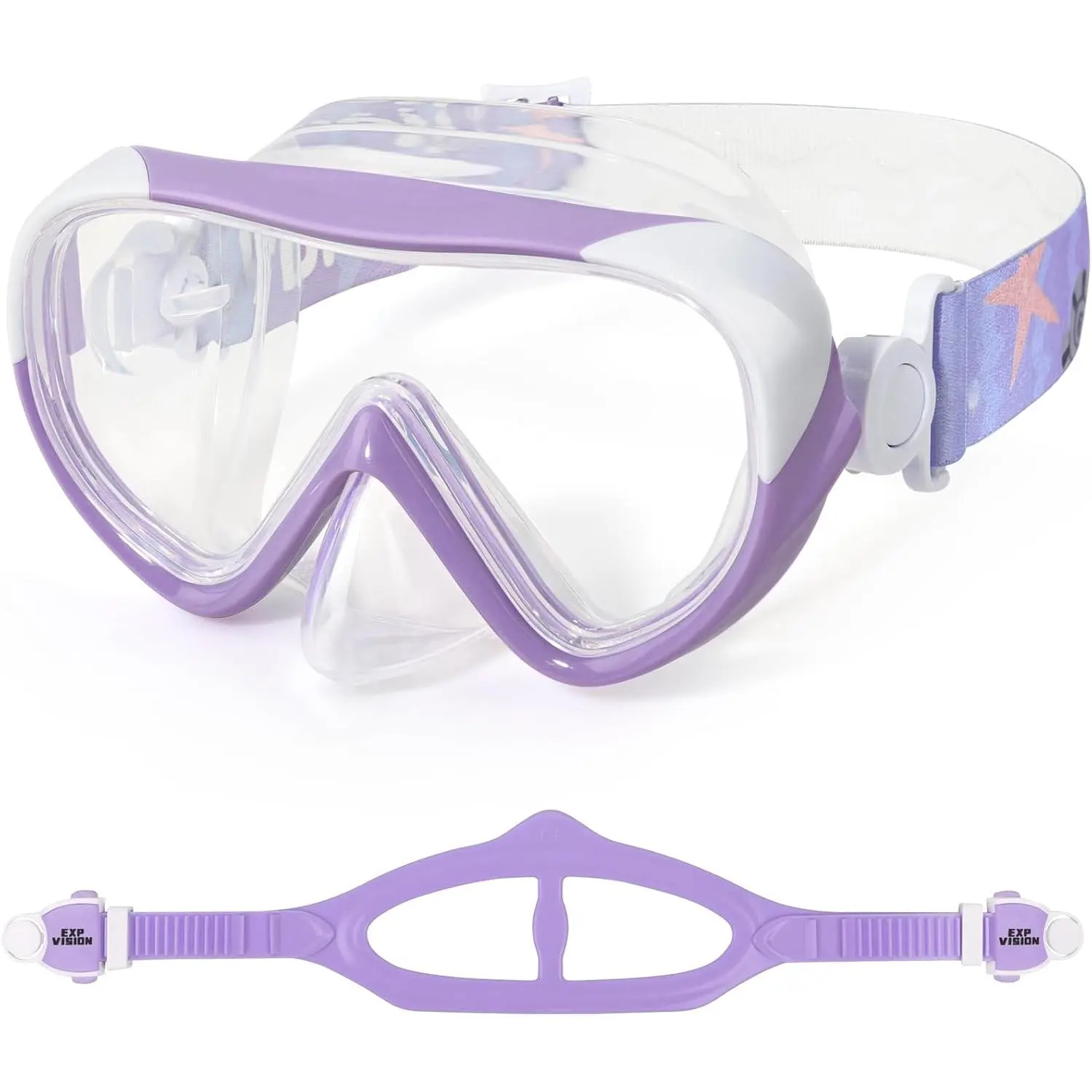 Swim Mask -  180°  Swim Goggles Anti-Fog  Diving Mask Leak-Proof  Goggles with Nose Cover and Fabric Strap for Ages 4-14 for Swimming, Snorkeling Diving