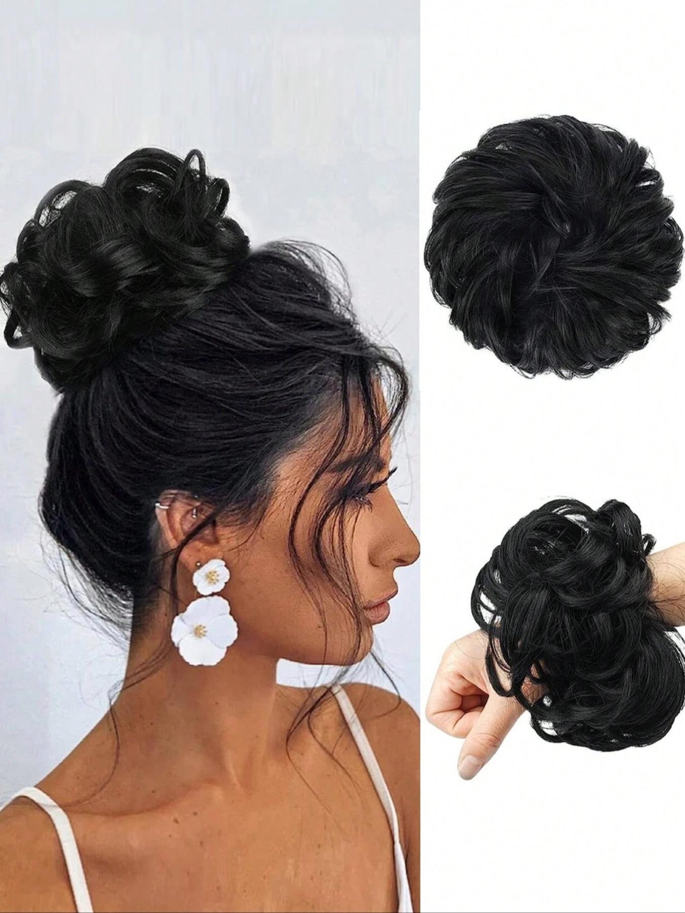 Women's Wavy Clip-In Hair Extensions, Synthetic Ponytail Pieces, Thick High Bun Hairstyle, Daily & Party Use, Adds Volume & Depth, Synthetic Soft Hairpieces