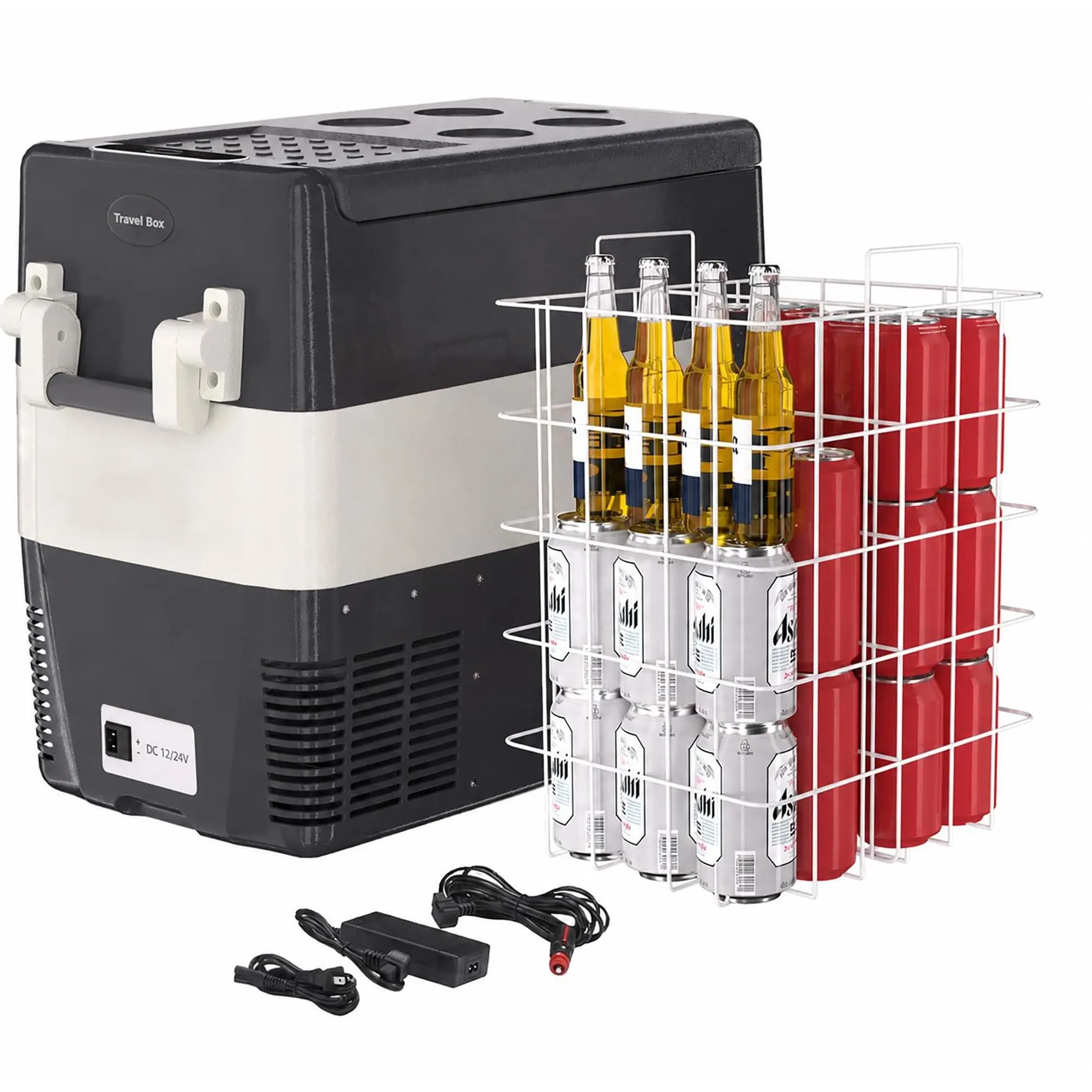 GARVEE 12V/24V Portable Car Refrigerator & Freezer, 32QT/53QT (30L/50L) Electric Cooler with DC/AC Dual Power, 0°F to 50°F Adjustable Temperature, Removable Storage Basket for Travel, Trucks, Boats & Camping