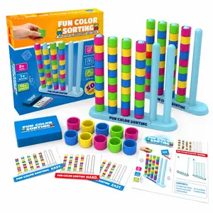 Color Stack Challenge Puzzle Game, Fast-Paced Color Matching for Parties, Includes 1/2 Rack, 50 Cards, 80 Rings, Family Game Night Fun