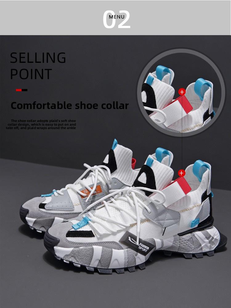 (New)Shoes -  Brand Large-sized 38-46 Sports Shoes For Men, With A Gray, Orange And Blue Color Contrast Design, Anti-slip Sole + Irregular Tie Shape,  For Going Out, Outdoor Light Sports Multi-scenario Casual Shoes, Running Shoes