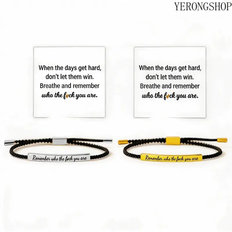 Unisex Inspirational Engraved Braided Rope Bracelet, Motivational Adjustable Sliding Wristband, Encouragement Keepsake Jewelry, Thoughtful Friendship & Self‑Care Gift for Men Women