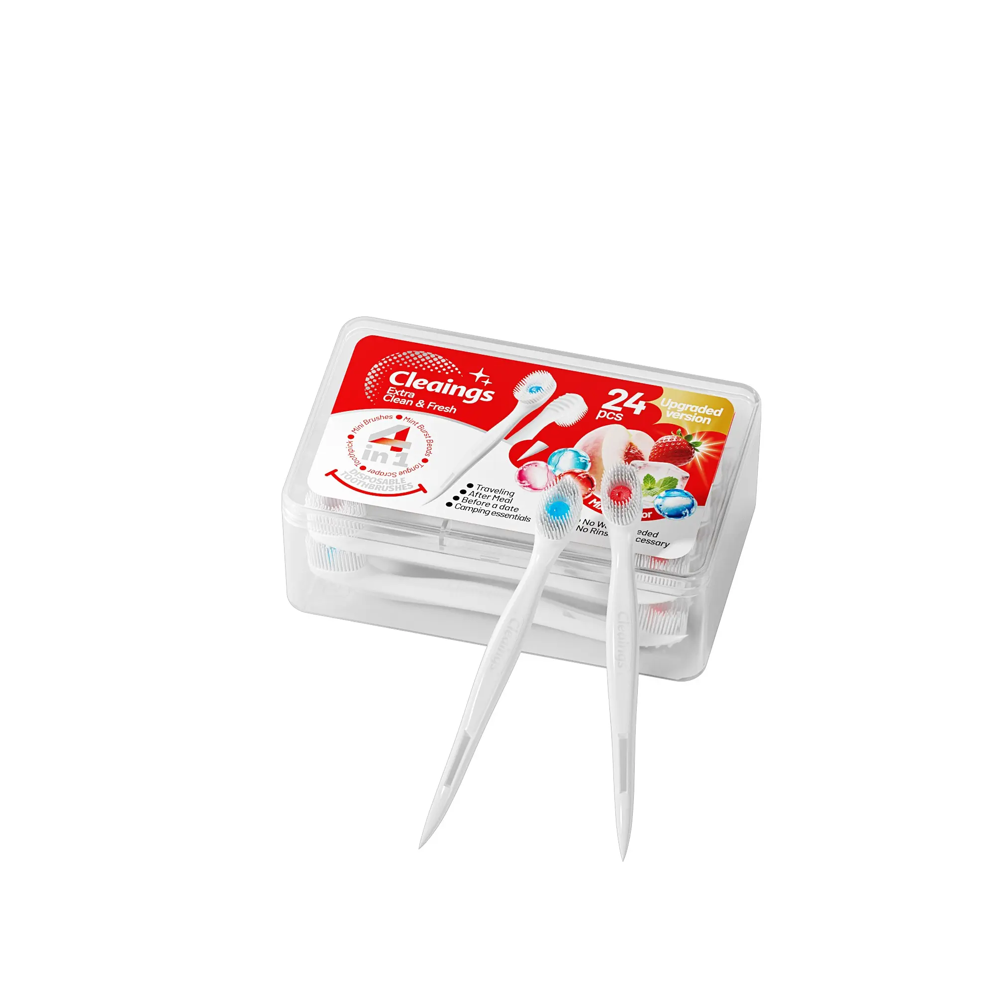 Cleaings 24 Pack Disposable Travel Toothbrushes, Portable Lightweight No-Rinse Design, Ideal for Outdoor Camping, Home, Dates, Fresh Breath Anytime