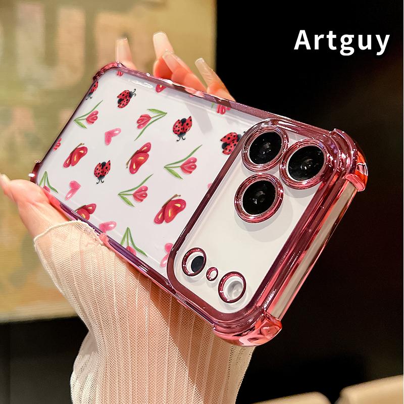 Ladybug Floral Dream Pattern Phone Case for iPhone 17 Pro Max 16 15 Plus Air 14 13 12 11 E Electroplated Cover with Airbag Shockproof Soft Silicone Casing Ladybug Floral Dream Pattern Phone Case for iPhone 17 Pro Max 16 15 Plus Air 14 13 12 11 E Electroplated Cover with Airbag Shockproof Soft Silicone Casing